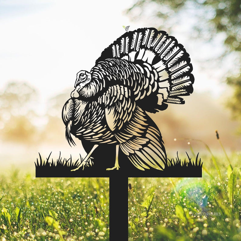 Turkey Hunting Steel Art, Wild Turkey Rusty Metal Garden Decoration, T
